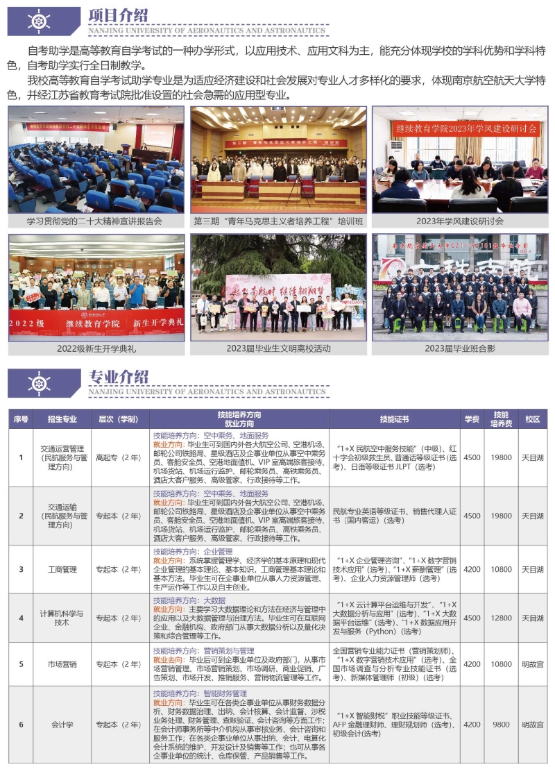 南京航天航空大学有没有自主招本科助学生